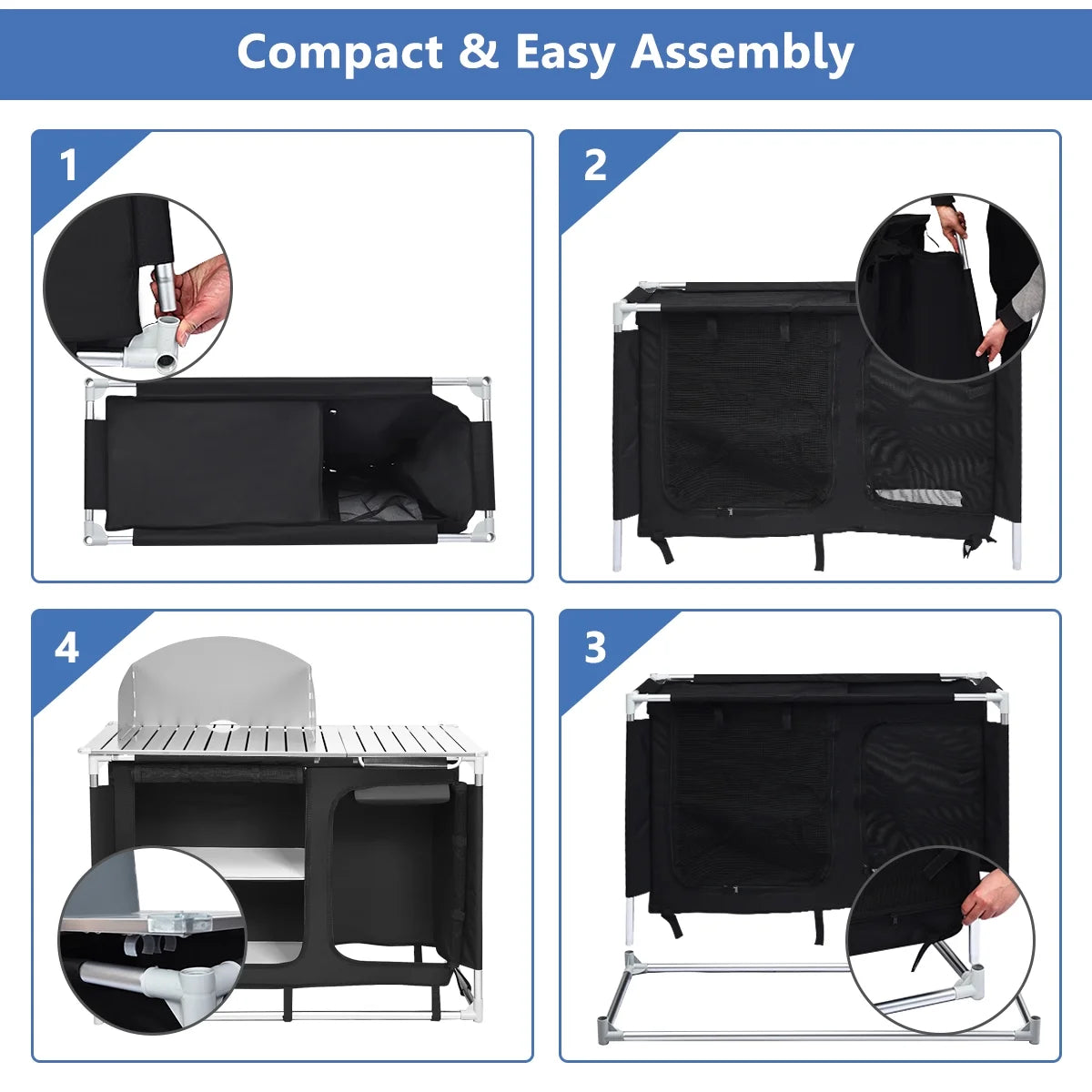 Goplus BBQ Grill Station W/ Storage Organizer Basin