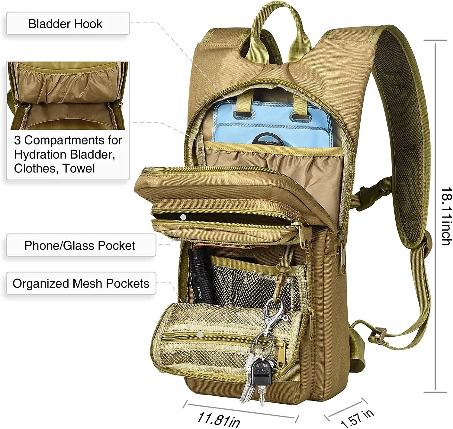 17L Hydration Backpack with 3L TPU Water Bladder