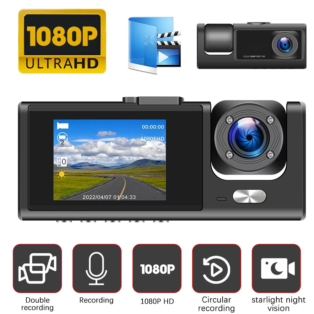 2" Car Dual Camera Dash Cam Front and Backup