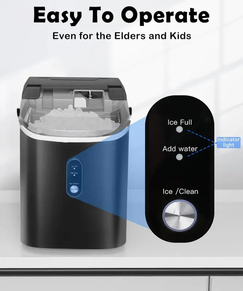 Self Cleaning COWSAR Nugget Ice Maker Countertop Chewable Pebble Ice 34Lbs per Day