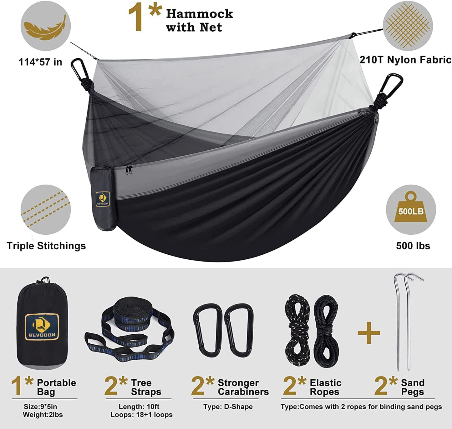 Parachute Nylon Hammock with Net