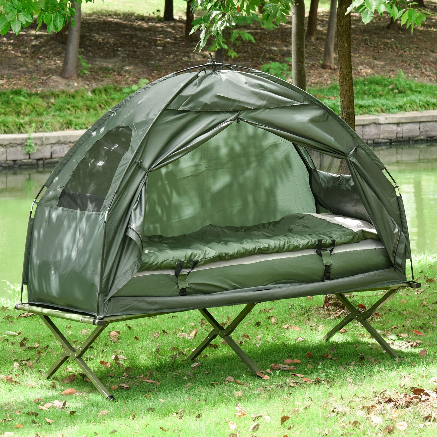 1 Person Tent W/Air Mattress Sleeping Bag