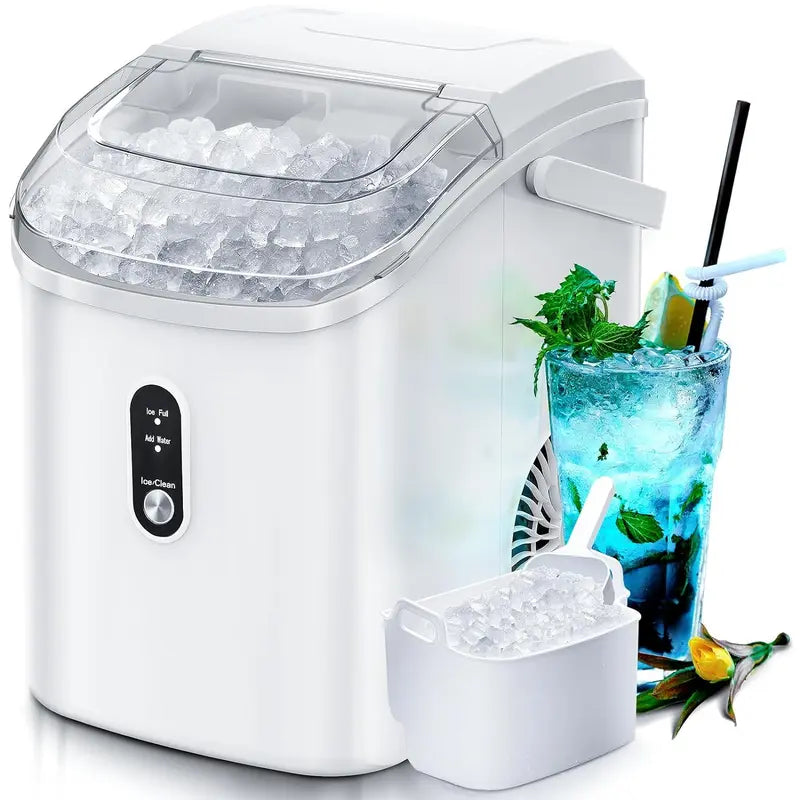 Self Cleaning COWSAR Nugget Ice Maker Countertop Chewable Pebble Ice 34Lbs per Day