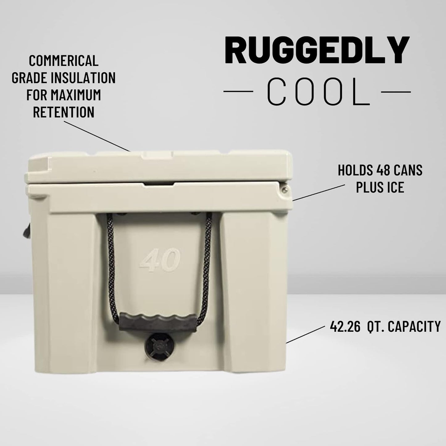 40L Cooler with 4 Molded-In Cup Holders