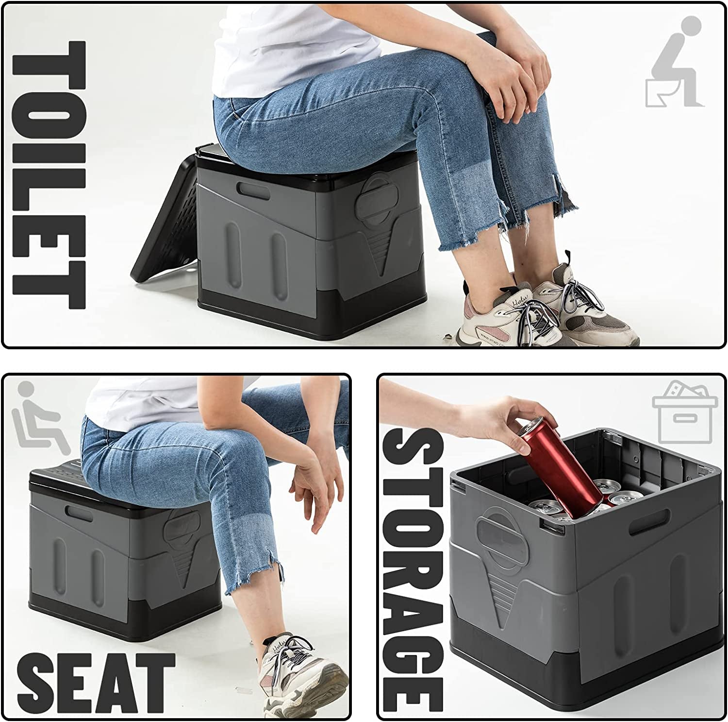 Portable Folding Toilet with 12 Compostable Bags