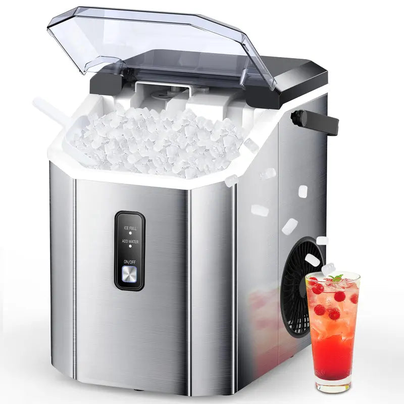 Self Cleaning COWSAR Nugget Ice Maker Countertop Chewable Pebble Ice 34Lbs per Day