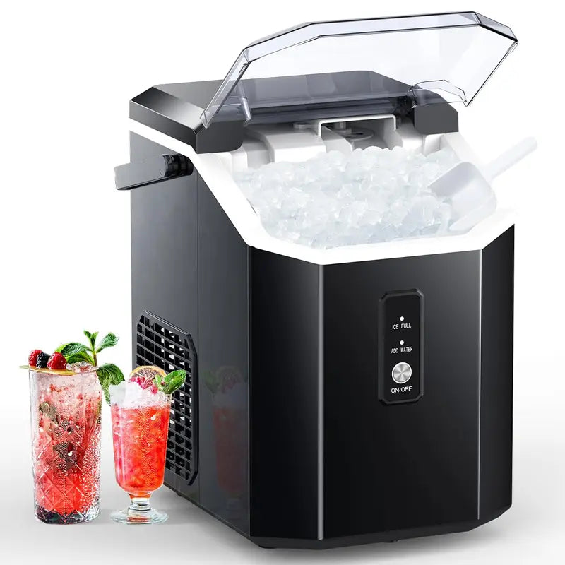 Self Cleaning COWSAR Nugget Ice Maker Countertop Chewable Pebble Ice 34Lbs per Day