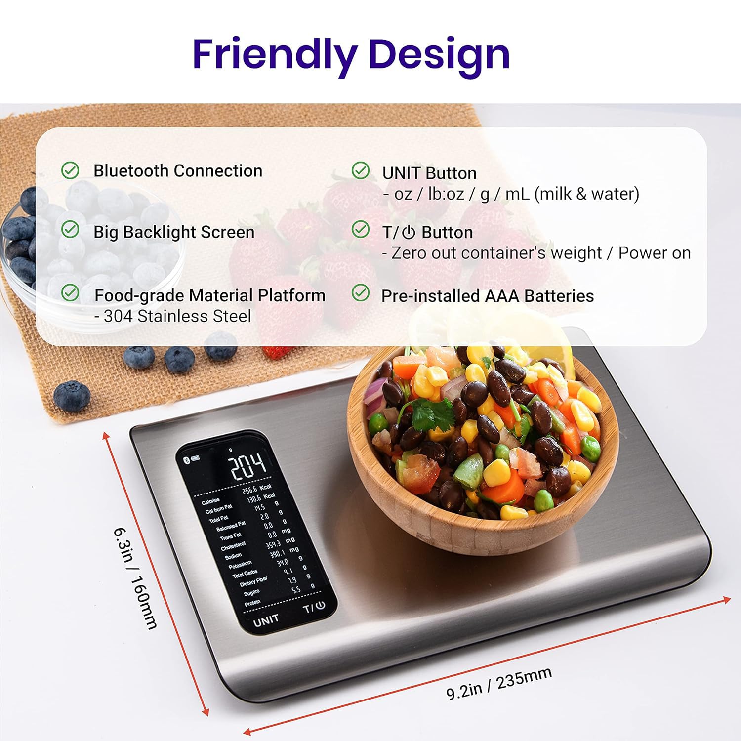 Food Kitchen Scale with Smart Nutrition App