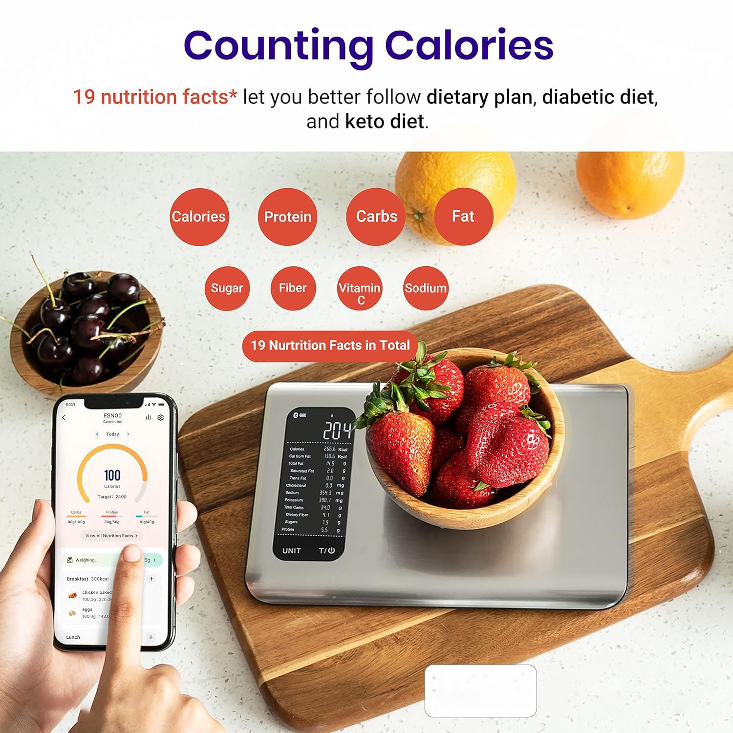 Food Kitchen Scale with Smart Nutrition App