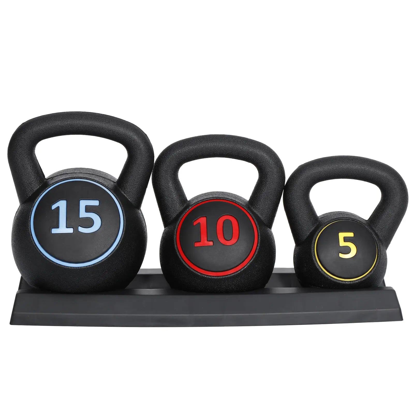 3-Piece Kettlebell Set Fitness Strength Training Exercise with Base Home Gym