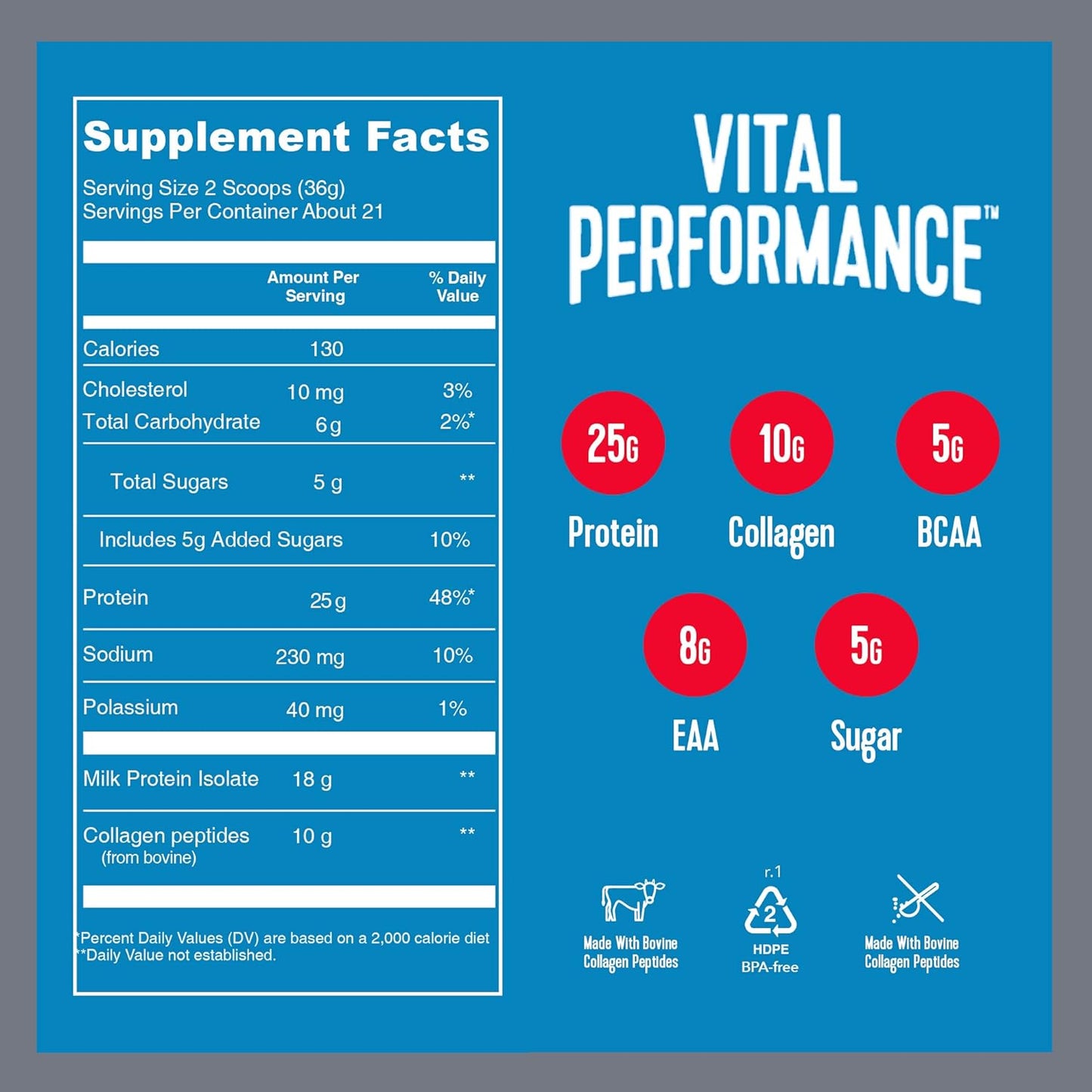 Vital Performance Protein Powder 25G Lactose-Free Milk Isolate Whey