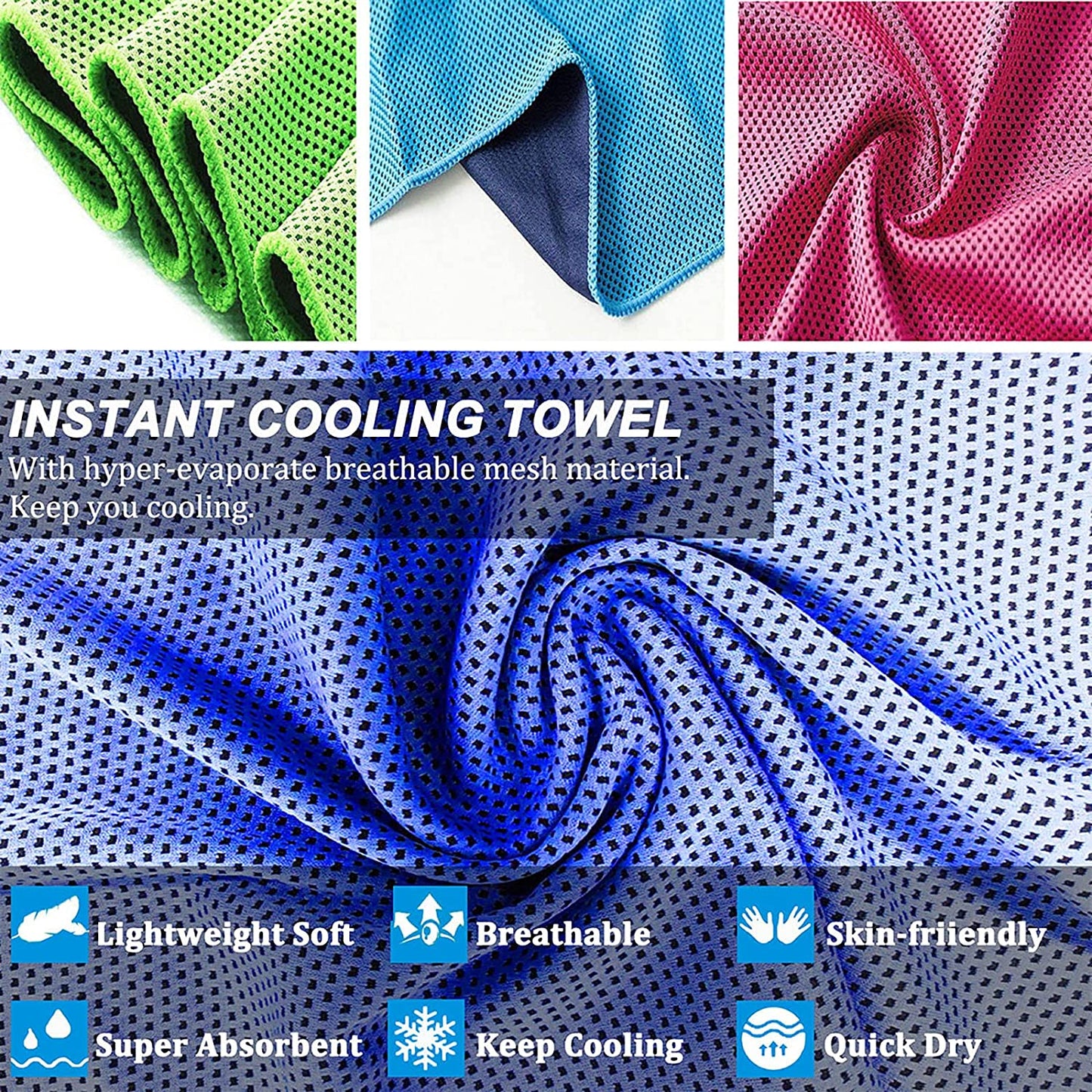 4 Pack Breathable Microfiber Cooling Towels