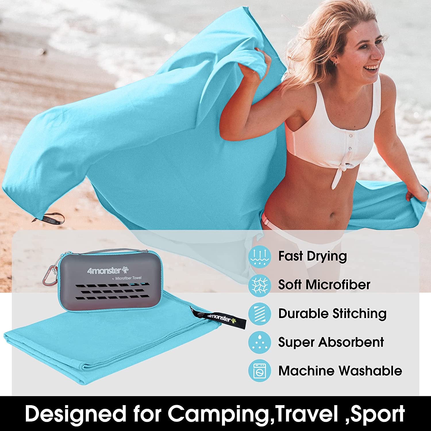 Super Absorbent, Fast Drying Microfiber Travel Towel