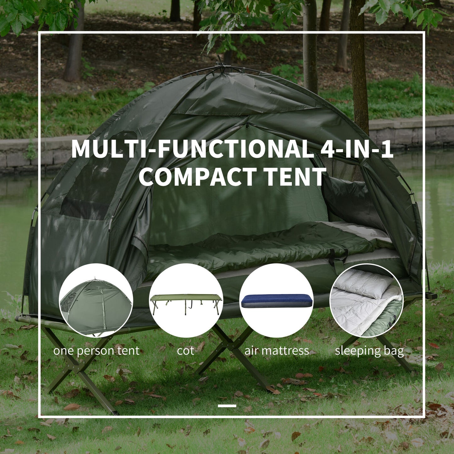 1 Person Tent W/Air Mattress Sleeping Bag