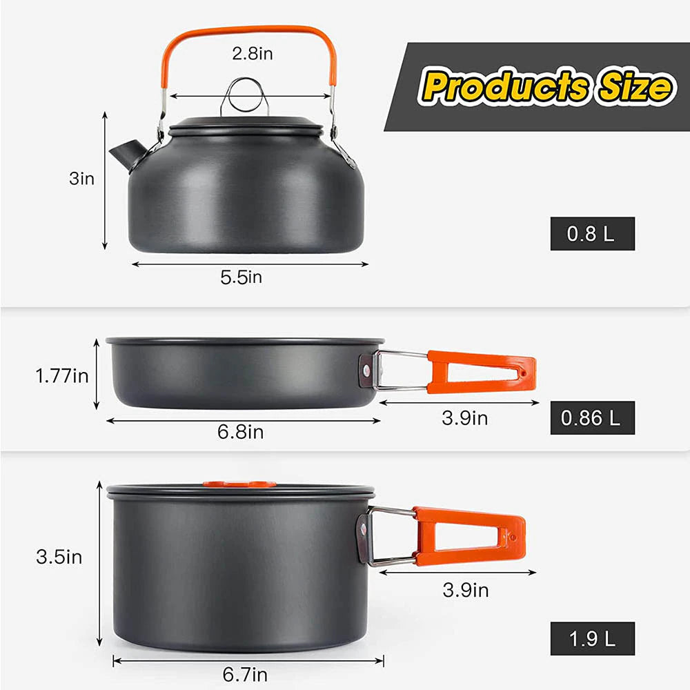 Camping Cooking Set Outdoor Aluminum Lightweight Equipment