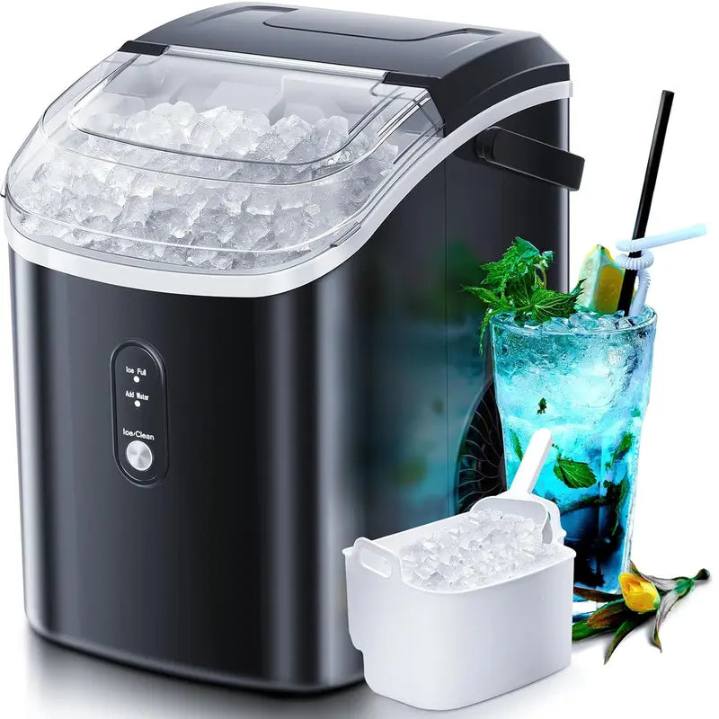 Self Cleaning COWSAR Nugget Ice Maker Countertop Chewable Pebble Ice 34Lbs per Day