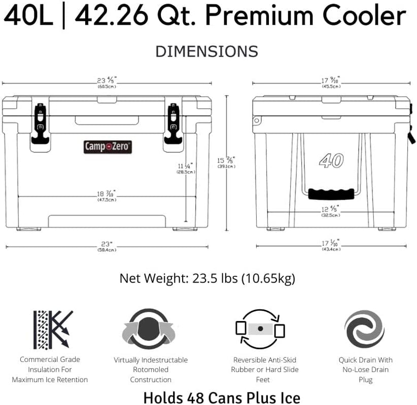 40L Cooler with 4 Molded-In Cup Holders