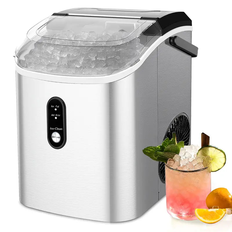 Self Cleaning COWSAR Nugget Ice Maker Countertop Chewable Pebble Ice 34Lbs per Day