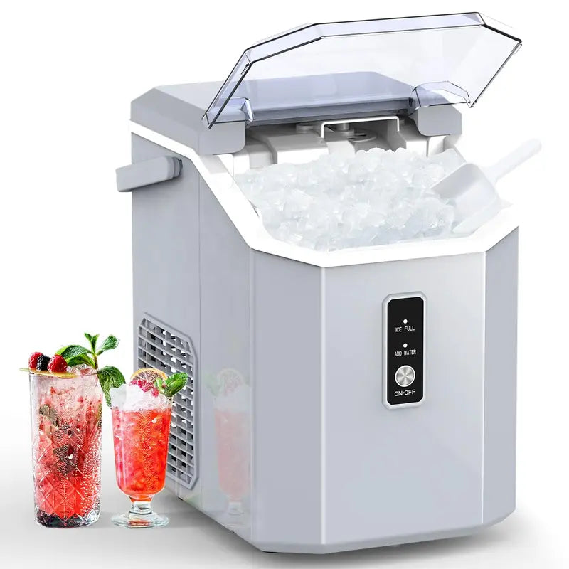 Self Cleaning COWSAR Nugget Ice Maker Countertop Chewable Pebble Ice 34Lbs per Day