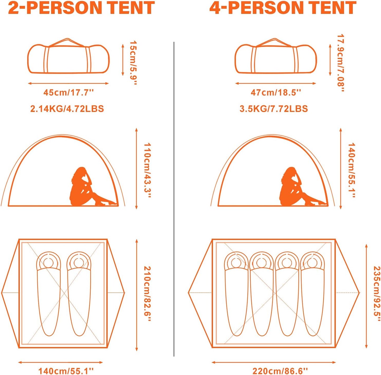 2/4 Person Camping Tent