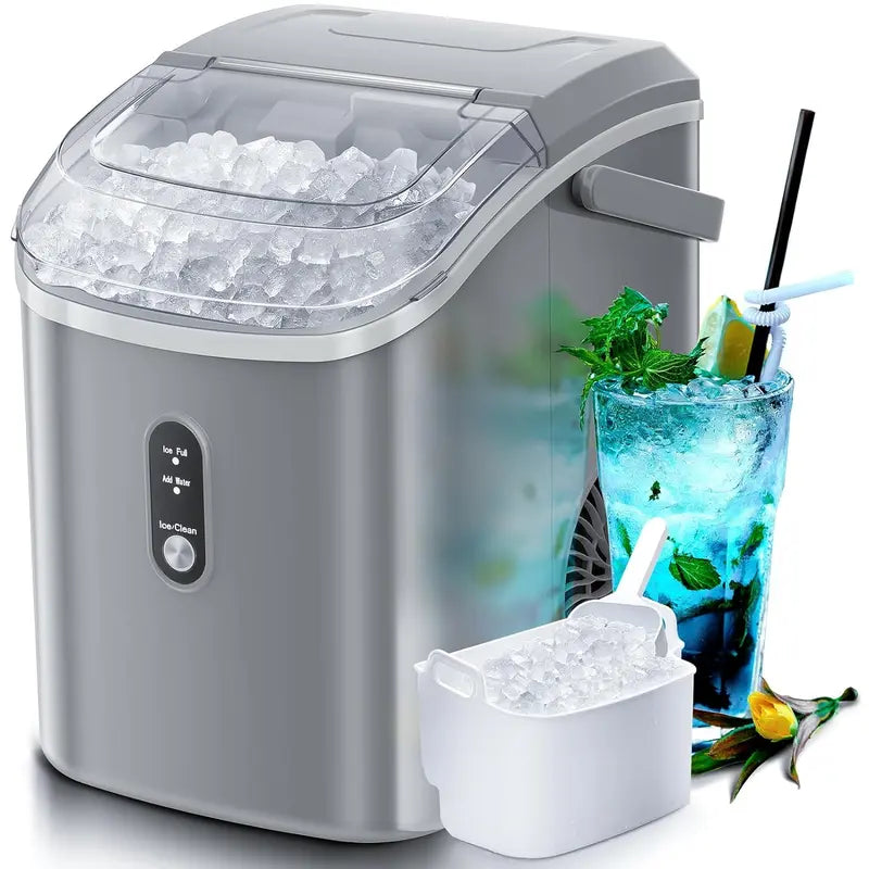 Self Cleaning COWSAR Nugget Ice Maker Countertop Chewable Pebble Ice 34Lbs per Day