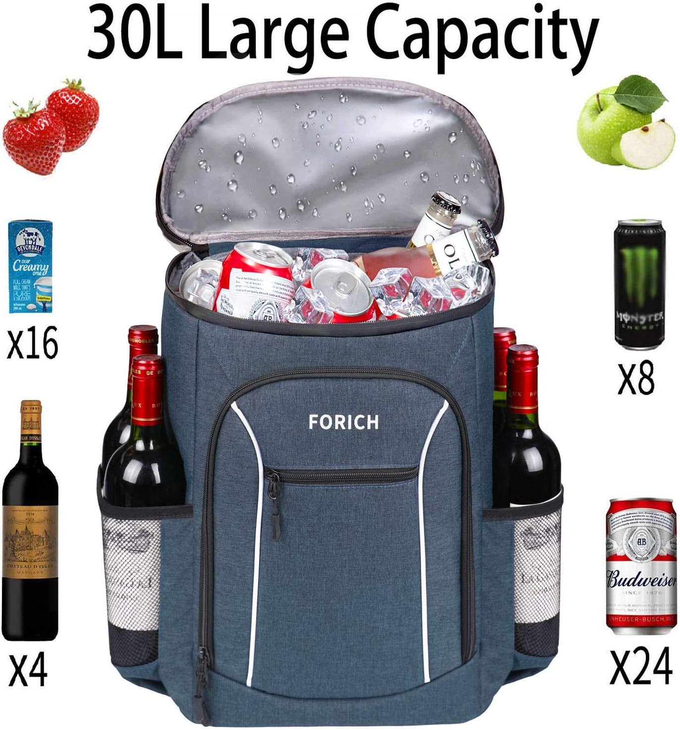 30L Lightweight Insulated Leakproof Cooler Backpack