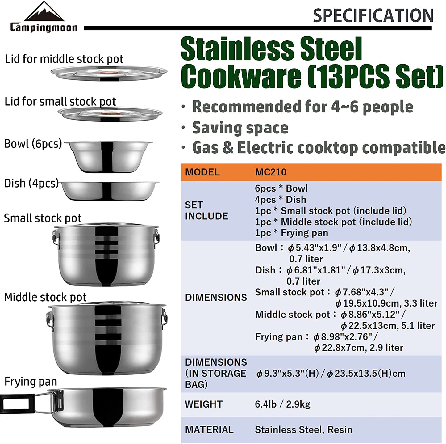 13 Piece Camping Cookware Set