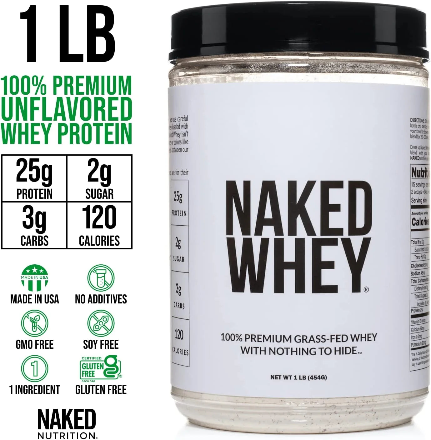 1LB Naked Whey Protein Powder for Recovery Enhancement