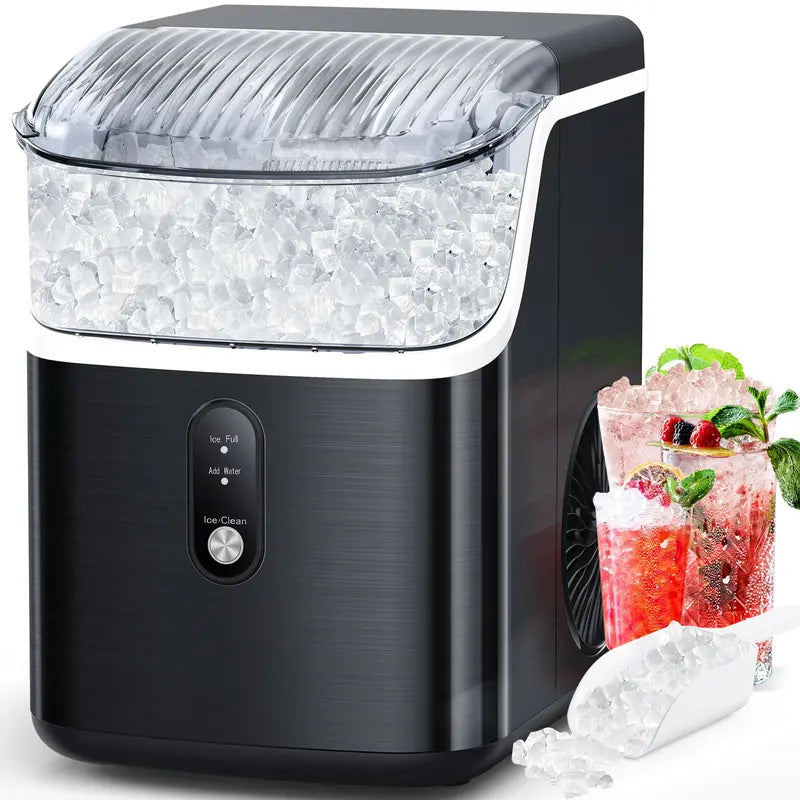 Self Cleaning COWSAR Nugget Ice Maker Countertop Chewable Pebble Ice 34Lbs per Day