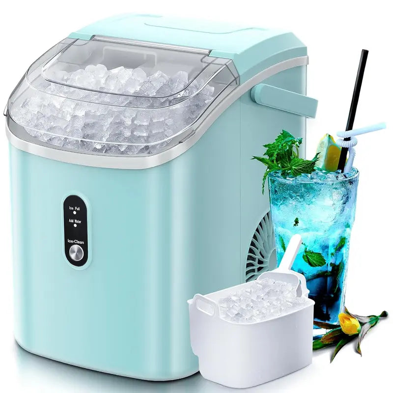 Self Cleaning COWSAR Nugget Ice Maker Countertop Chewable Pebble Ice 34Lbs per Day