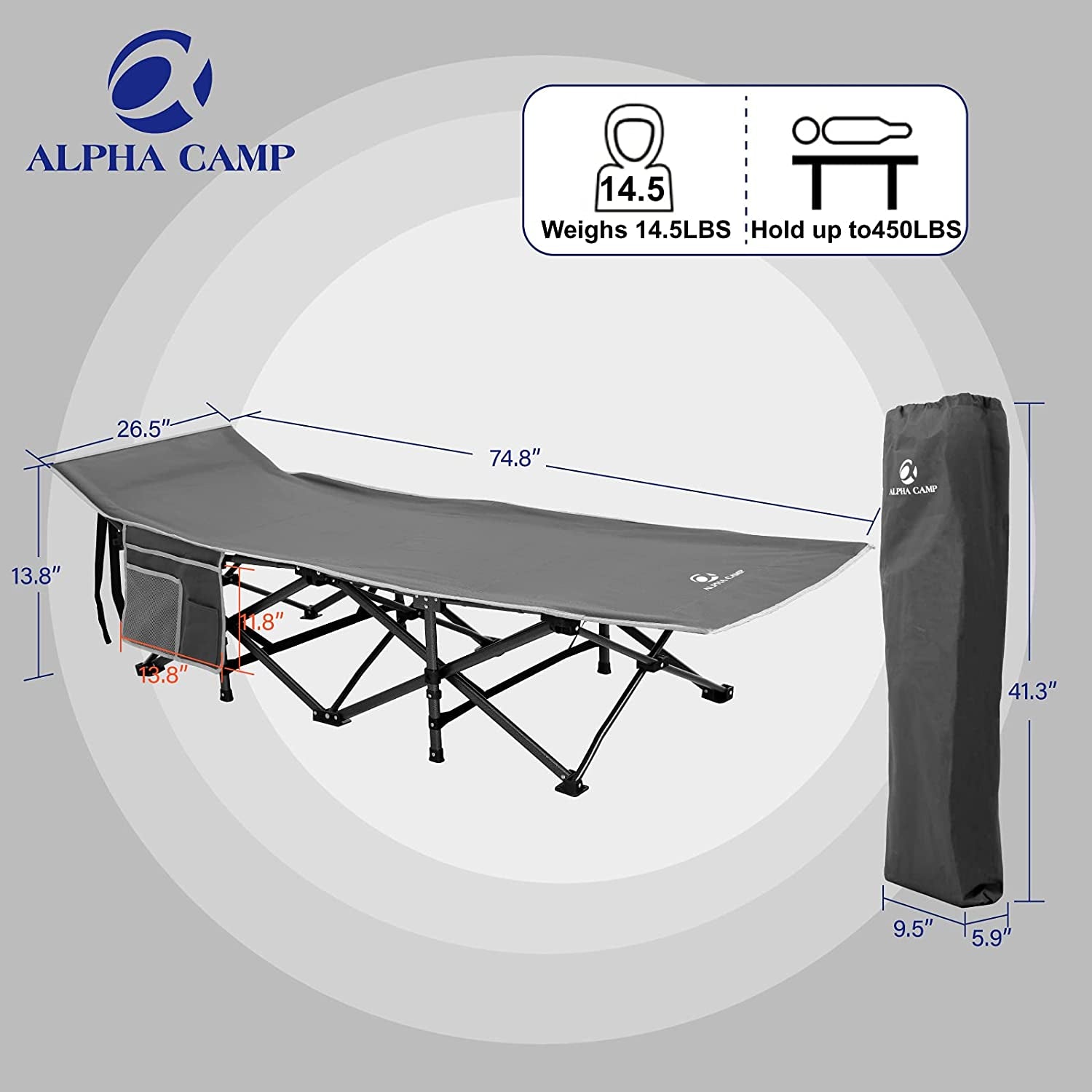 Outdoor Heavy Duty Sleeping Cot with Carry Bag