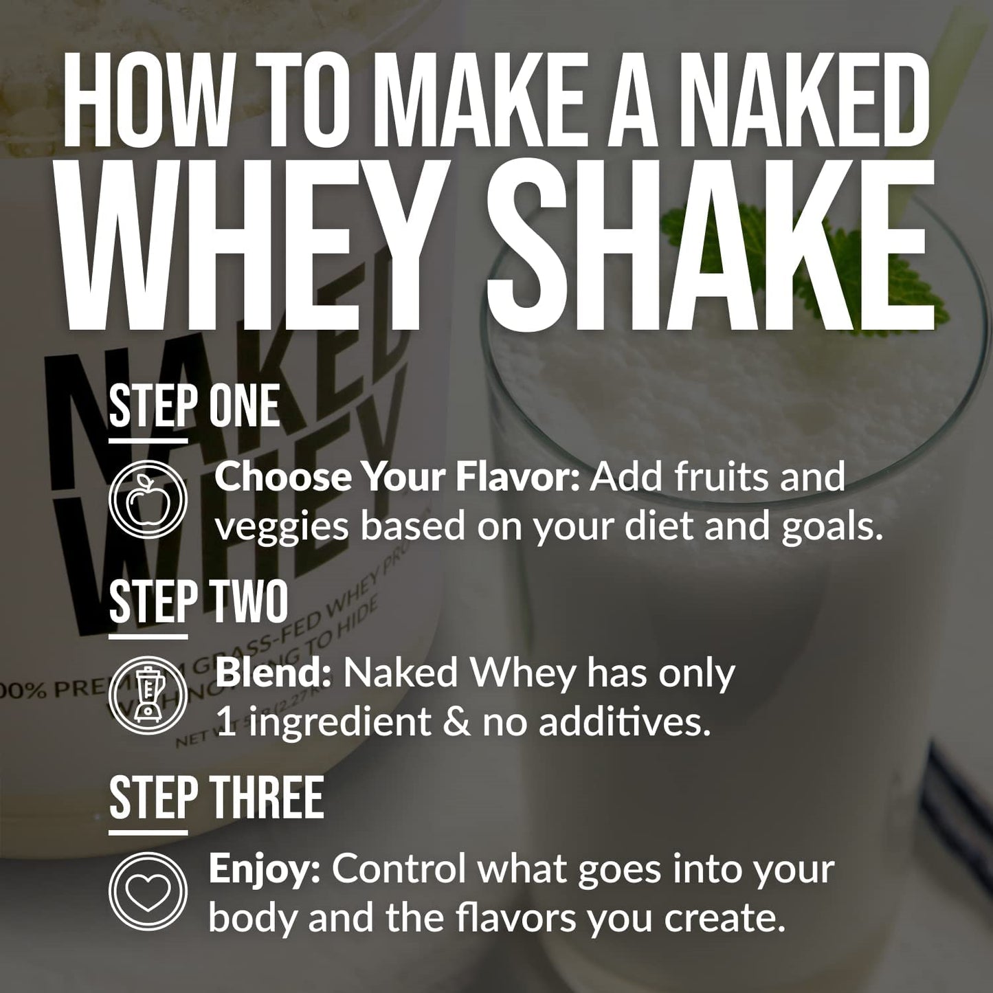 1LB Naked Whey Unflavored Gluten Free Protein Powder